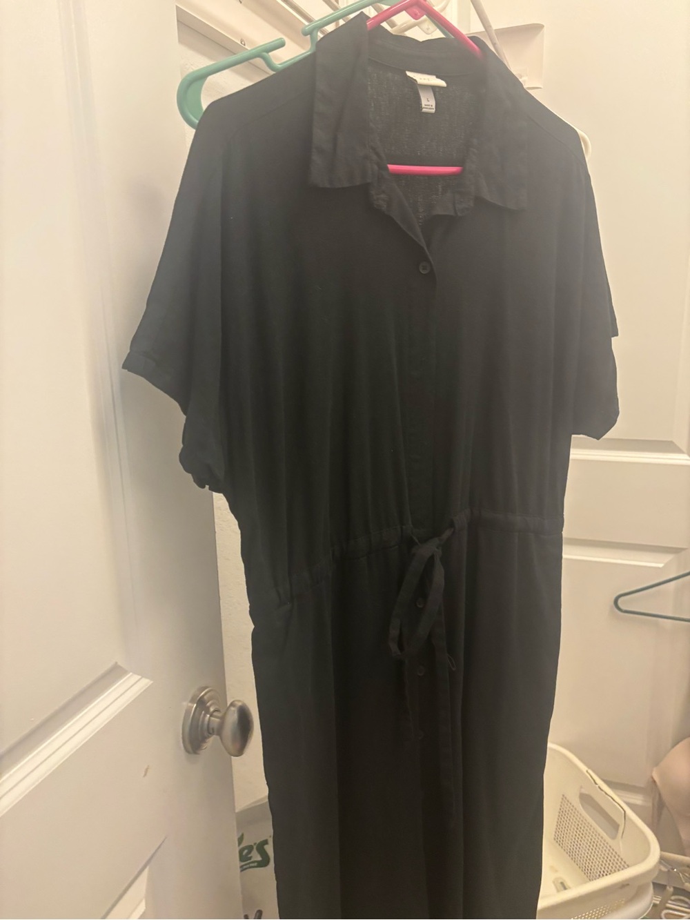 a new day Black Midi Shirt Dress with Drawstring Waist